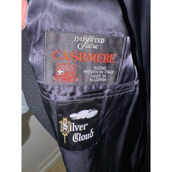 Silver Cloud Black Cashmere Long Dress Overcoat R46 3 Button Business Made Italy - Picture 5 of 15